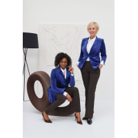 Helena Hart Blazer Velours Midi Uni Royal Blue